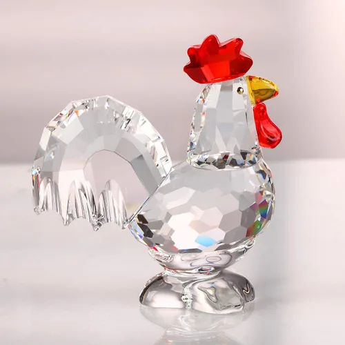 Miniatura 2 de DOJOZ Figura de gallo de cristal coleccionable linda figura regalo adorno decoración del hogar (blanco)