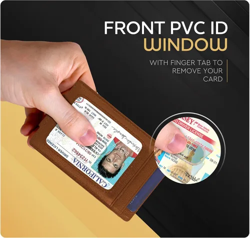 Miniatura 30 de Billetera de cuero con clip para dinero, bolsillo frontal delgado, bloqueo RFID con imán súper fuerte