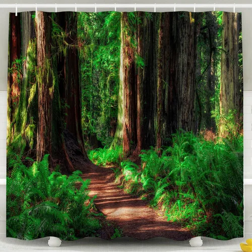 Miniatura 22 de CAPSCEOLL Tree Forest Nature - Cortina de ducha con diseño de árbol en el bosque, cortina de baño para baño, tela de poliéster impermeable, 66 x 72