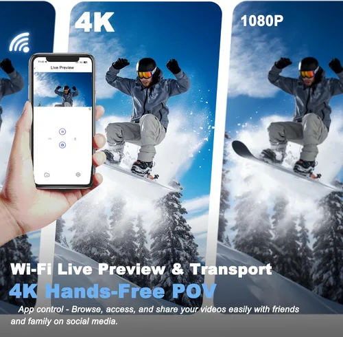 Miniatura 7 de Mini cámara corporal 4K – Cámara de acción deportiva para pulgar de 128 GB con audio, grabación de pecho manos libres, montaje en casco