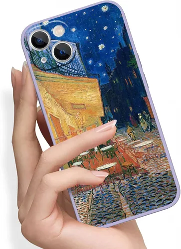 Miniatura 2 de Funda para iPhone 13, famosa funda de teléfono artístico, terraza de café por la noche por Vincent Van Gogh, protección de cuerpo completo de TPU