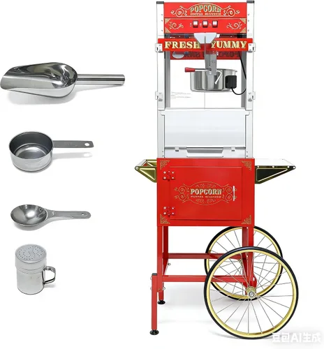 Miniatura 23 de Máquina comercial para hacer palomitas de maíz con hervidor de acero inoxidable de 10 onzas, máquina de palomitas de maíz para encimera de 850 W