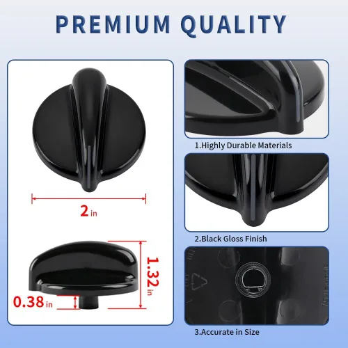 Miniatura 5 de 4 piezas de perillas de control de quemador WB03T10236, perillas de cocina de gas negras para estufa/cocina/horno GE, no universales