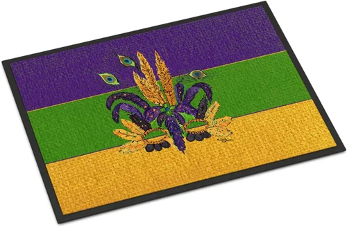 Miniatura 7 de Caroline's Treasures 8387MAT - Tapete con máscara de Mardi Gras de 18 x 27 pulgadas, tapete para puerta delantera, para interiores y exteriores