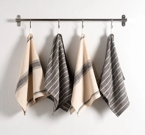 Miniatura 2 de KAF Home - Toalla de cocina natural rústica de estilo granja 100% algodón, 18 x 28 pulgadas Suave y absorbente (negro, juego de 4)