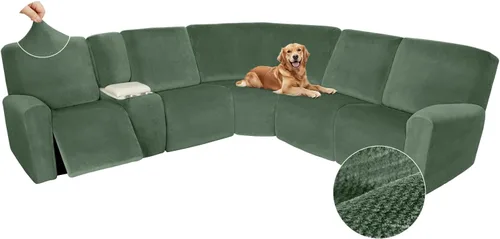 Miniatura 353 de Arfntevss Fundas de sofá seccional reclinable de terciopelo, Funda de sofá seccional de esquina para sofá reclinable, Funda elástica suave