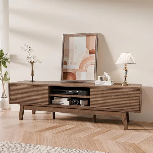 Miniatura 12 de TOLEAD Soporte para TV de 59", Soporte de Televisión Moderno de Mediados de Siglo para TV de 43/55/65 pulgadas, Consola de TV de Perfil Bajo