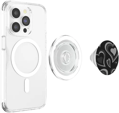 Miniatura 4 de PopSockets retro estéticos de corazones negros MagSafe PopGrip para iPhone