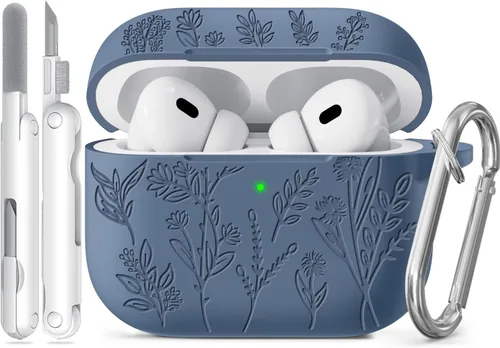 Miniatura 57 de Funda para Airpods Pro 3 con tapa magnética, fundas grabadas con flores para Apple AirPods Pro de 3ª generación 2025, funda de silicona suave