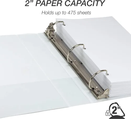 Miniatura 52 de Samsill - Carpeta duradera de 5 pulgadas, fabricada en los Estados Unidos, con anillos en D, transparente y personalizable, color blanco