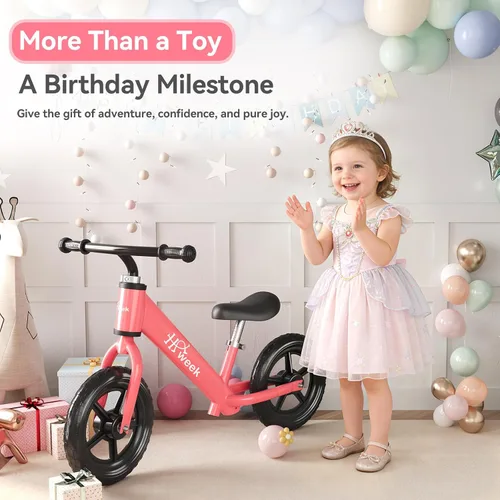 Miniatura 6 de Bicicleta de equilibrio para niños pequeños HAWEEK de 12 pulgadas, bicicleta de entrenamiento sin pedales para niños de 24 meses a 5 años, ajustes