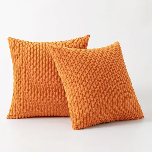 Miniatura 401 de K Kevin Textile - Juego de 2 fundas de almohada decorativas de corduroy suave azul con rayas estilo bohemio, fundas de almohada para sofá, cama