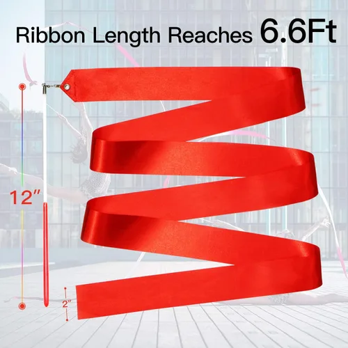 Miniatura 3 de Novelty Place Dance Ribbons Streamers - 6.6Ft Unisex Kids' Gymnastics Ribbon Wands - Perfect Rhythm Sticks for Talent Shows, Artistic Dancing, Baton