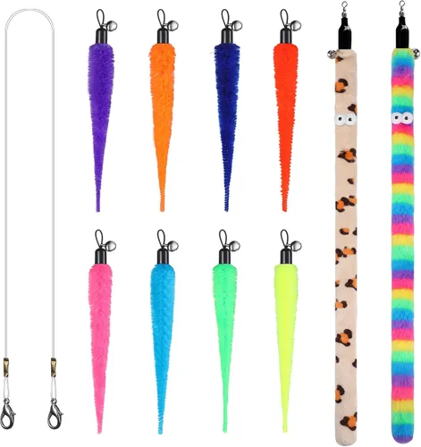 Miniatura 7 de Juguete interactivo para gatos, 1 juguete interactivo de plumas y 2 juguetes de plumas de pájaros y gatos, repuesto para gatos