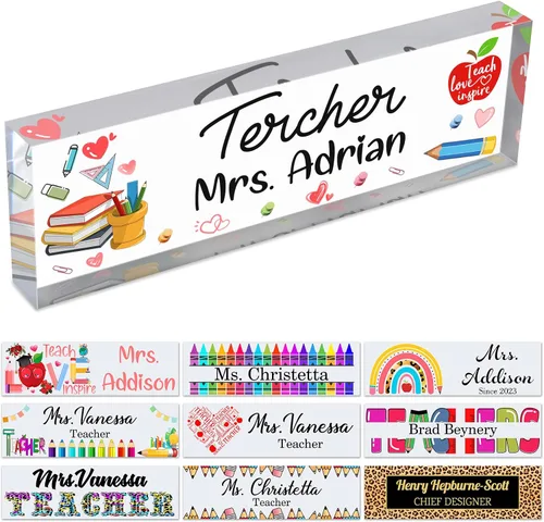 Placa de nombre personalizada para escritorio de profesor para aula, placa de identificación personalizada para escritorios, placa de escritorio