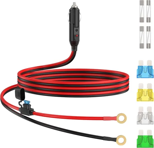 Miniatura 8 de 12AWG Cable de Cargador de Encendedor de Cigarrillos Resistente, Cable Adaptador de Encendedor de Cigarrillos Macho de 3.3FT con Luz LED y Caja