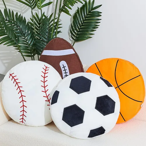 Juexica Almohadas deportivas esponjosas de peluche para fútbol, baloncesto, béisbol, cojín deportivo de felpa para decoración de habitación, regalo
