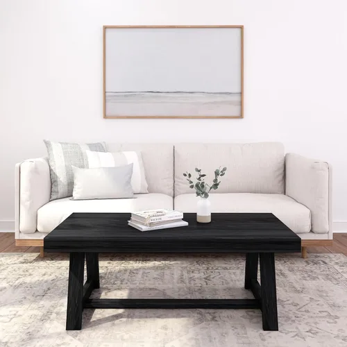 Miniatura 20 de Plank+Beam Mesa auxiliar rectangular clásica, mesa de centro de granja de 40 pulgadas, mini mesas centrales para espacios pequeños, mesa de té