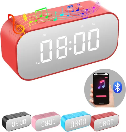 Miniatura 8 de AFK Reloj despertador con altavoz Bluetooth para dormitorio/oficina, pequeño reloj digital para adultos con sueño pesado, adolescentes, niños