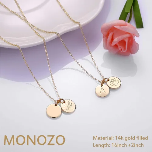 Miniatura 5 de Collar chapado en oro de 14 quilates con dije de huella de perro y letra inicial para mujeres y niñas, collar de regalo para mamás y amantes