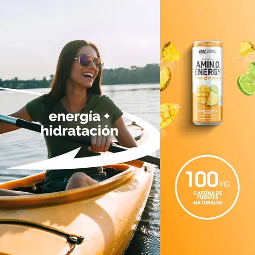 Miniatura 4 de Optimum Nutrition Amino Energy - Bebida de hidratación espumosa, electrolitos, cafeína, aminoácidos, BCAAs, sin azúcar, limonada de mango y piña, 12