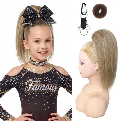 Miniatura 10 de SEIKEA Pieza de Cabello de Cola de Caballo para Porristas, 10" Lisa Resistente a los Enredos Suave Rubio Natural Extensión de Cola de Caballo