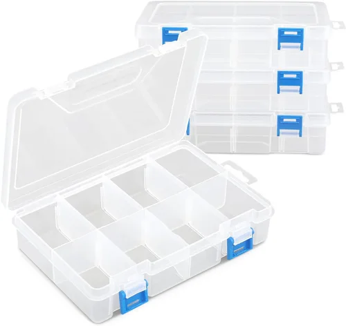 Miniatura 12 de MoNiBloom Organizador de Cajas de Aparejos Pequeñas de 12 Rejillas con Divisores Removibles Compartimento Ajustable Caja de Almacenamiento