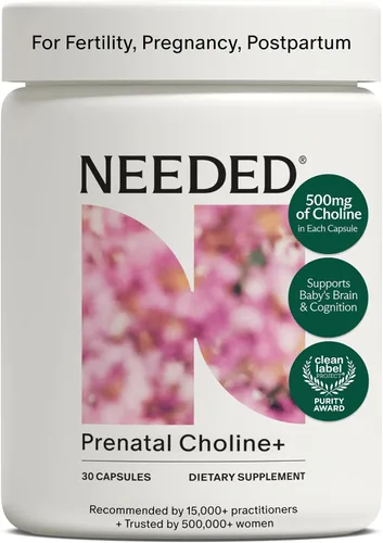Needed. Cápsulas líquidas de colina prenatal + para el desarrollo cognitivo, suplementos de colina para el embarazo, ayuda al desarrollo del cerebro