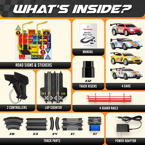Miniatura 4 de Slot Car Race Track Sets - Juego de pistas de carreras eléctricas, 4 pistas de autos de alta velocidad para niños, auto de control remoto, juguetes