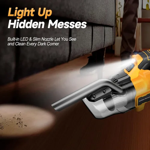 Miniatura 4 de Aspiradora de mano inalámbrica compatible con batería DeWalt de 20V, succión fuerte de 16000 Pa, 2 filtros HEPA y 4 boquillas, aspiradora portátil