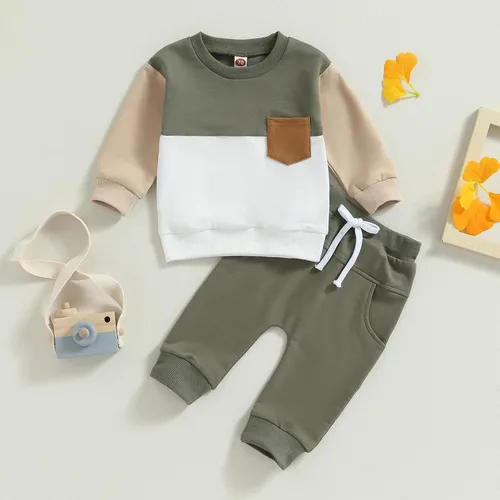 Miniatura 2 de FYBITBO Conjunto de ropa de 2 piezas para bebés y niños pequeños, sudadera de manga larga y pantalones