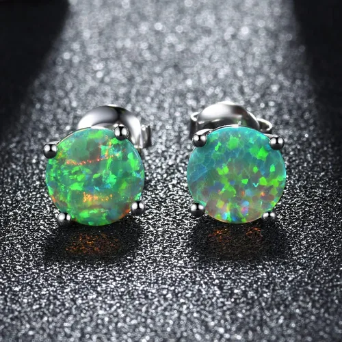 Miniatura 4 de CERSLIMO - Aretes de ópalo multicolor para mujer, 8mm