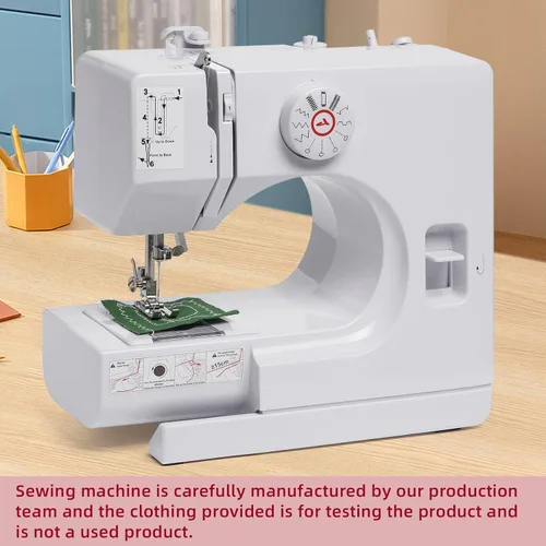 Miniatura 7 de Mini máquina de coser eléctrica para principiantes, máquina de coser portátil para niños y adultos, luces integradas, 12 puntadas y costura inversa