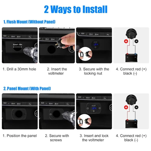 Miniatura 7 de Linkstyle Medidor de Voltaje de Batería, Voltímetro de Voltaje DC 12 Voltios 24 Voltios, Voltímetro de Voltaje con Pantalla Digital LED, Voltímetro