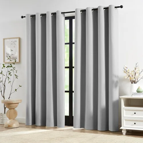 Miniatura 35 de Jubilantex Cortinas opacas plisadas negras de 63 pulgadas, cortinas de lino sintético para dormitorio, sala de estar, casa rural, juego de cortinas