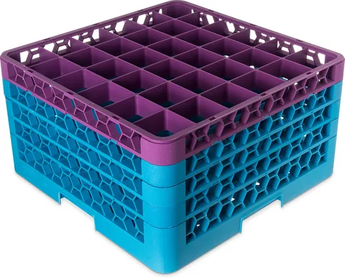 Miniatura 106 de Carlisle FoodService Products RG9-214 OptiClean Estante de vidrio con 9 compartimentos con 2 extensores, 7.12 pulgadas, polipropileno, azul