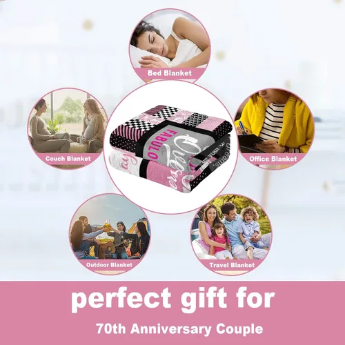 Miniatura 5 de Regalos de cumpleaños número 70 para mujer, manta suave y acogedora de 50 x 60 pulgadas, perfecta para celebración de cumpleaños de 70 años, Rosa 70