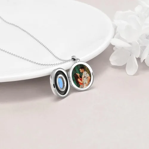 Miniatura 2 de TIGER RIDER Collar con medallón de girasol dorado de plata de ley 925, collar con medallón de fotos que sostiene imágenes, joyería de fotos ovalada