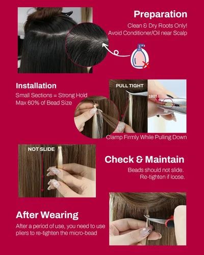 Miniatura 5 de Moresoo - Extensiones de cabello con microanillo, 100 % cabello humano real, pelo suave, 1.76 oz-50 g/50s