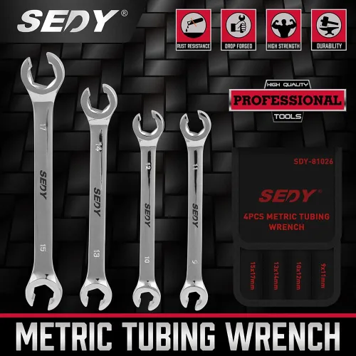 Miniatura 2 de SEDY Juego de 4 llaves para tuercas acampanadas, llave de extremo offset métrica 9 10 11 12 13 14 15 17mm, bolsa de almacenamiento de acero CR-V