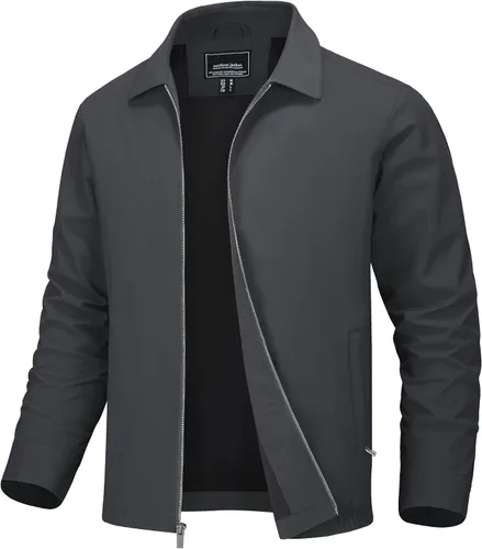 Miniatura 9 de MAGNIVIT Chaquetas ligeras para hombre, cortavientos ligeros, con cremallera completa, elegante, abrigo de golf, negocios, trabajo, vestido casual