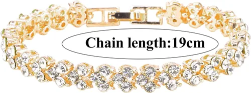 Miniatura 3 de Pulseras de eslabones de moda para mujeres y niñas, pulsera de diamantes de imitación de drenaje único de oro para mujer, pulseras de diamantes