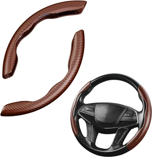 Miniatura 23 de LoyaForba Funda universal para volante de automóvil, protector universal de cuero segmentado de 15 pulgadas, antideslizante y suave, transpirable