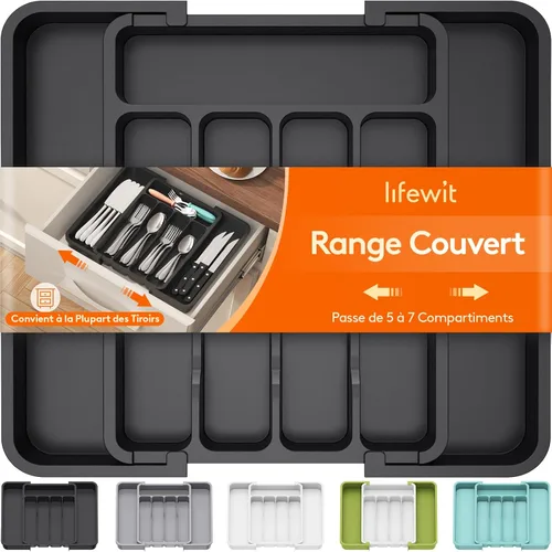 Miniatura 37 de Lifewit Organizador de cajones de cubiertos, bandeja expandible para utensilios de cocina, soporte para vajilla y cubiertos libre de BPA