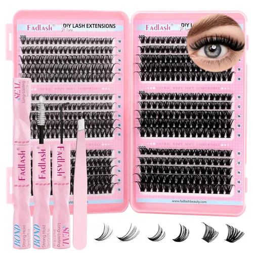 Miniatura 31 de Racimos de pestañas individuales, bandeja mixta, rizado D, extensiones para colocar en casa (40D-0.07 mm-D, 15/32 de pulgada-45/64 de pulgada)