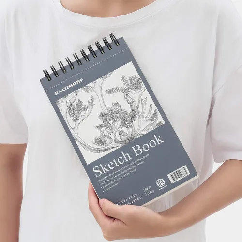 Miniatura 7 de Bachmore - Cuaderno de bocetos de 5.5 x 8.5 pulgadas, 100 hojas de cuaderno de bocetos encuadernado en espiral para artistas profesionales