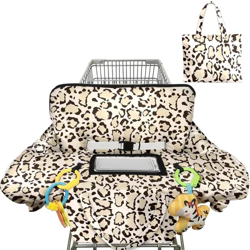 Miniatura 17 de Funda para carrito de compras para bebé, funda para silla alta 2 en 1, con arnés de seguridad, multifuncional, patrón de dinosaurio, color azul