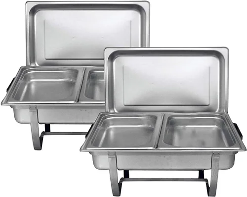 Miniatura 8 de TigerChef - Calentador de alimentos – Platos de acero inoxidable – Juego de bufé de platos de roce – Juegos de calentador de bufé y calentador