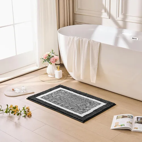 Miniatura 18 de CozeCube Tapetes de baño para baño antideslizantes, alfombras de baño de microfibra absorbente esponjosas lavables, alfombras de baño estéticas