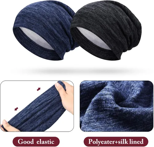 Miniatura 2 de Gorro de dormir con forro de satén, 4 piezas, gorro holgado para mujer